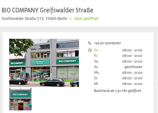 BIO COMPANY Greifswalder Straße Berlin-Prenzlauer Berg