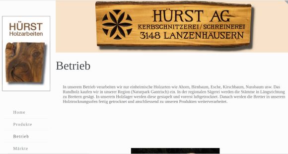 Kerbschnitzerei und Schreinerei - Hürst AG Schwarzenburg-Lanzenhäusern