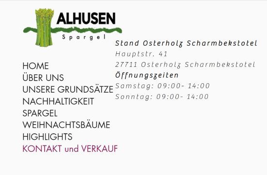 Spargel-Verkaufsstand Alhusen Osterholz-Scharmbeckstotel