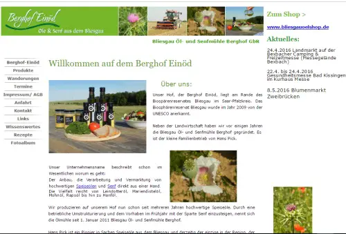 Bliesgau Ölmühle und Senfmühle Berghof - Berghof Einöd Homburg - Einöd