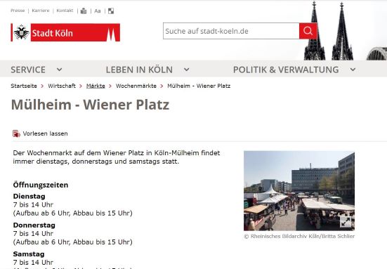 Mülheimer Wochenmarkt - Wiener Platz Köln-Mülheim