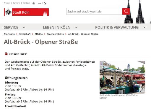 Kölner Wochenmarkt in Alt-Brück  Köln-Alt-Brück