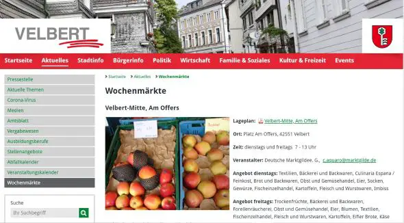 Wochenmarkt Velbert-Mitte Am Offers Velbert-Mitte