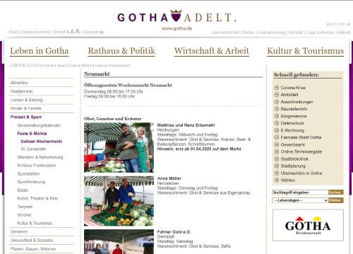 Gothaer Wochenmarkt auf dem Neumarkt Gotha