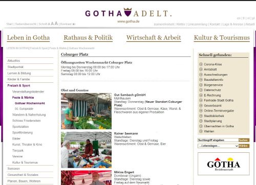 Gothaer Wochenmarkt auf dem Coburger Platz Gotha