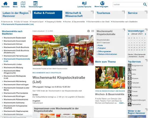 Wochenmarkt Klopstockstrasse Hannover