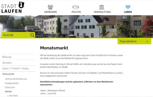 Monatsmarkt in Laufen im Stedtli Laufen