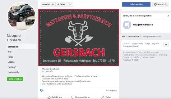 Metzgerei und Partyservice Gersbach Rickenbach - Hottingen