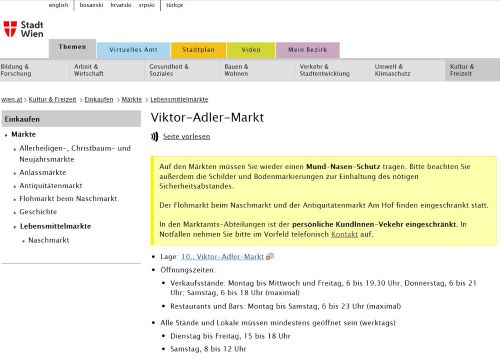 Wiener Viktor-Adler-Markt Wien - Favoriten