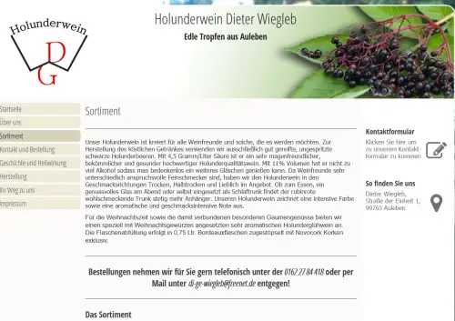 Holunderwein Dieter Wiegleb Heringen/OT Auleben