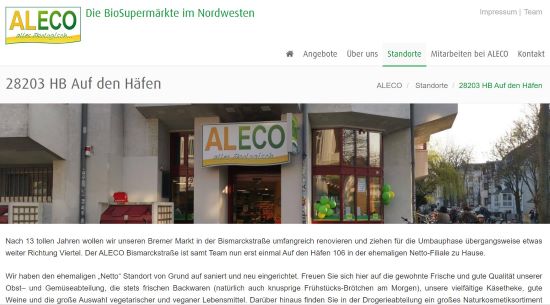 ALECO Biomarkt Bremen Auf den Häfen Bremen