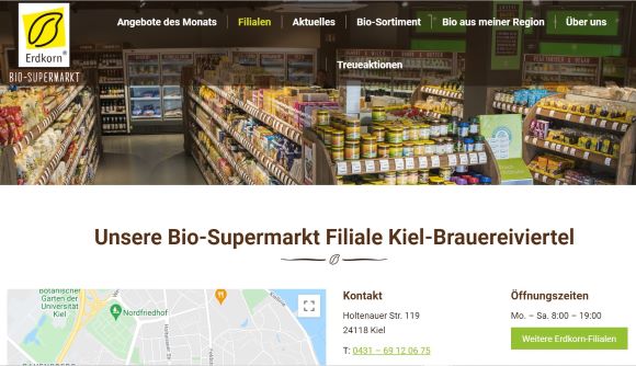 Erdkorn Bio-Supermarkt im Kieler Brauereiviertel Kiel