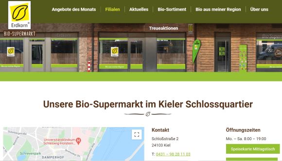 Erdkorn Bio-Supermarkt im Kieler Schlossquartier Kiel
