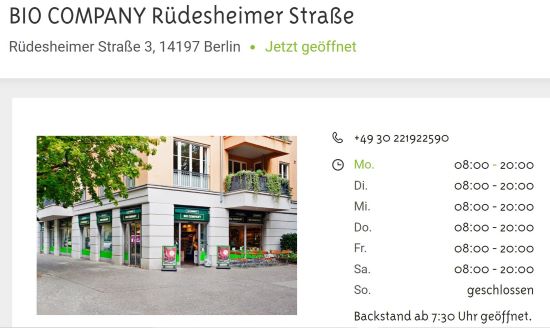 BIO COMPANY Rüdesheimer Straße Berlin-Wilmersdorf