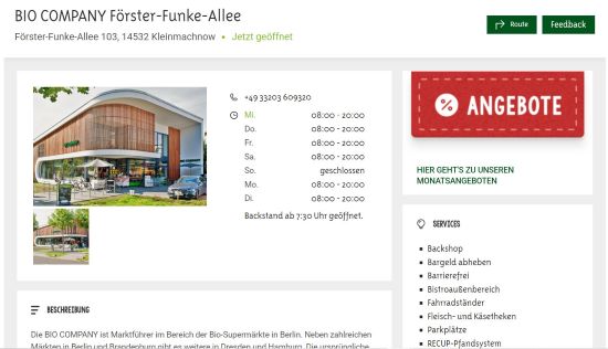 BIO COMPANY Förster-Funke-Allee Kleinmachnow