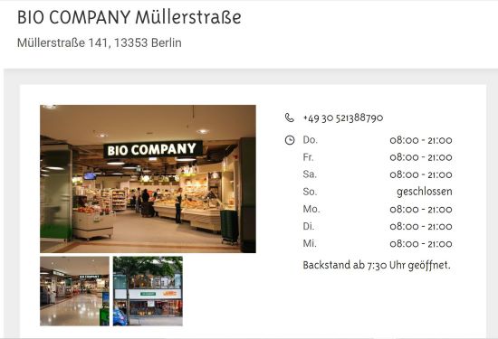 BIO COMPANY Müllerstraße Berlin-Wedding