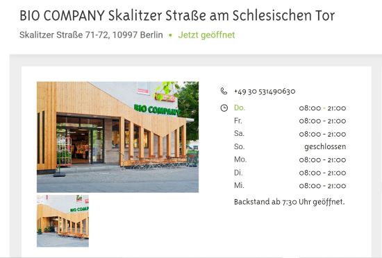 BIO COMPANY Skalitzer Straße am Schlesischen Tor Berlin-Kreuzberg