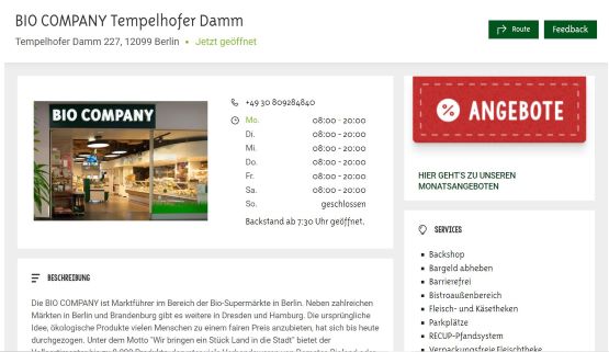 BIO COMPANY Tempelhofer Damm Berlin-Tempelhof-Schöneberg
