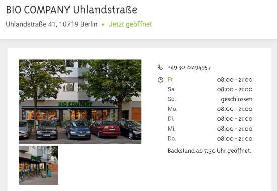 BIO COMPANY Wilmersdorf - Uhlandstraße Berlin-Charlottenburg-Wilmersdorf