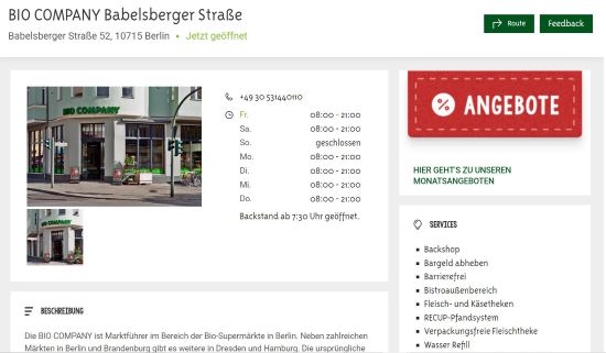 BIO COMPANY Berlin- Babelsberger Straße Berlin-Wilmersdorf