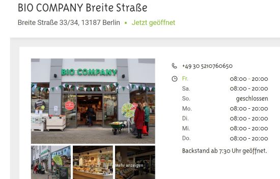 Berliner Biomarkt BIO COMPANY Breite Straße Berlin-Prenzlauer Berg