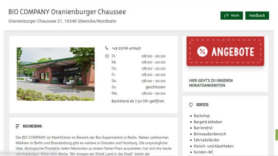 BIO COMPANY Oranienburger Chaussee Berlin-Glienicke/Nordbahn