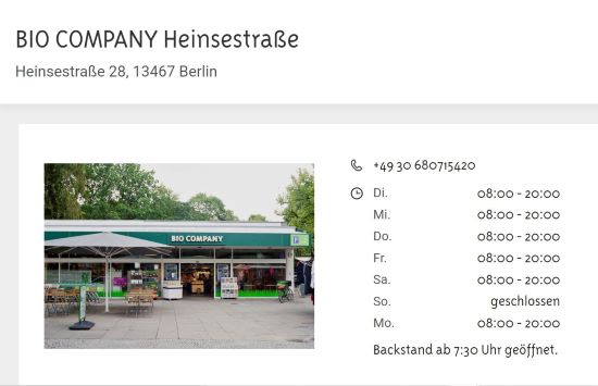 BIO COMPANY Berlin - Heinsestraße  Berlin-Hermsdorf