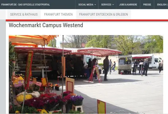 Wochenmarkt Campus Westend Frankfurt am Main
