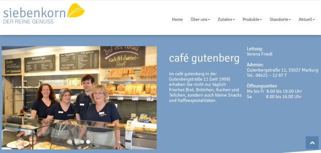 café gutenberg - Vollkornbäckerei Siebenkorn Marburg
