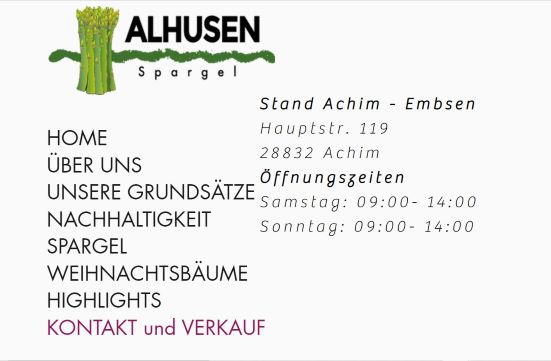 Spargel-Verkaufsstand Alhusen Achim-Embsen