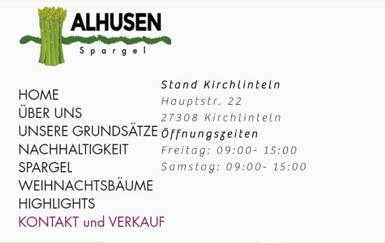 Spargel-Verkaufsstand Alhusen Kirchlinteln