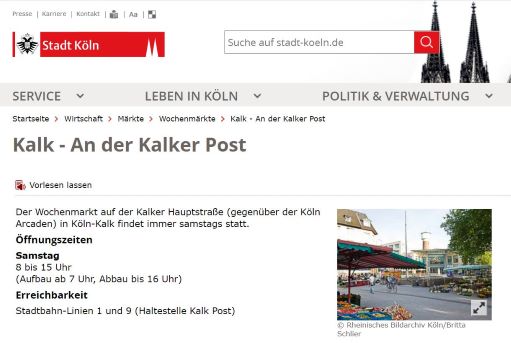 Wochenmarkt Köln- U Kalker Post Köln-Kalk