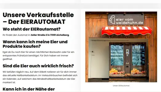 Eier vom Weidehuhn - Eierautomat Aichelberg