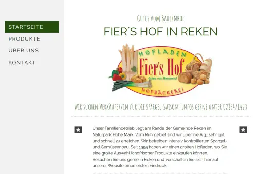 Fier's Hof Spargelhof - Hofladen- Hofbäckerei Reken
