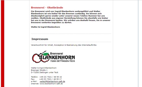 Brennerei Blankenhorn Dettingen unter Teck