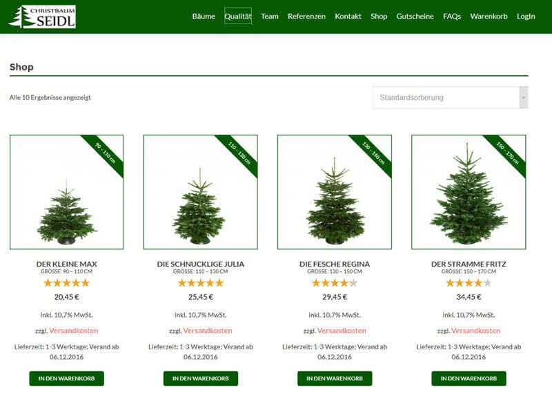 Friedrich Seidl Christbaum Online Shop