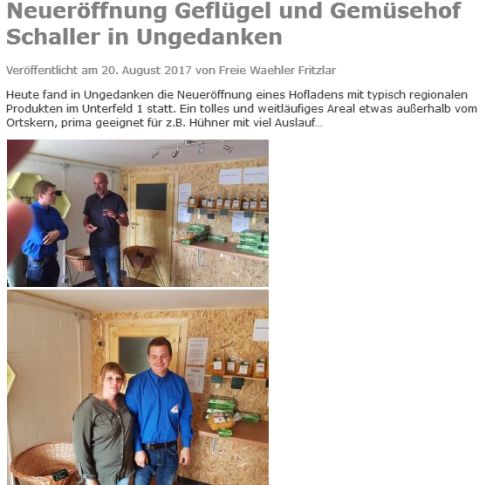 Geflügelhof / Gemüsehof Schaller Fritzlar - Ungedanken