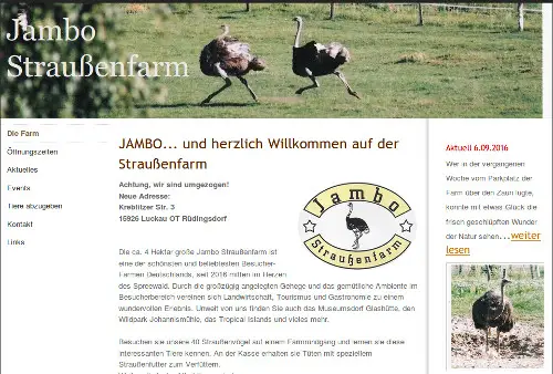 Jambo Straußenfarm Luckau OH Rüdingsdorf