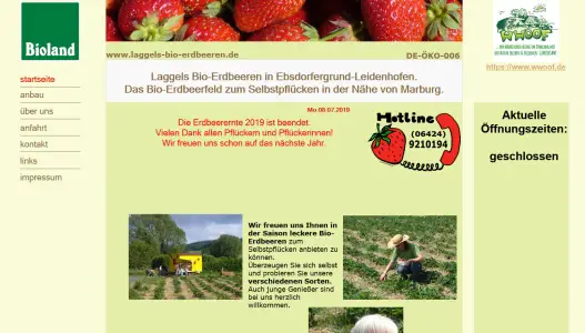Laggels Bio-Erdbeeren zum Selbstpflücken Ebsdorfergrund