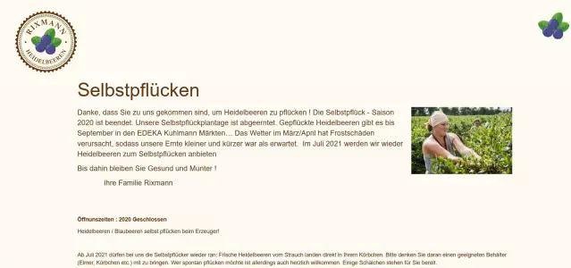 Rixmann Obstbau - Heidelbeerplantage  Ankum