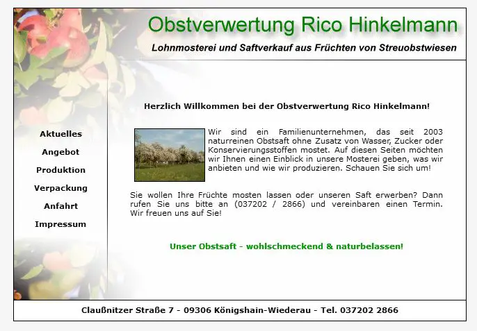 Obstverwertung Rico Hinkelmann Königshain-Wiederau