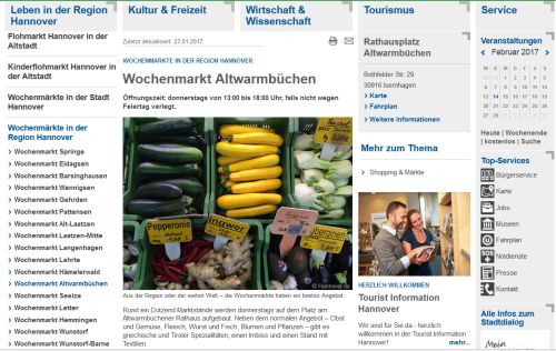 Wochenmarkt Altwarmbüchen Isernhagen OT Altwarmbüchen