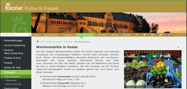 Wochenmarkt Goslar - Jakobikirchhof Goslar