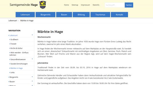 Wochenmarkt Hage  Hage