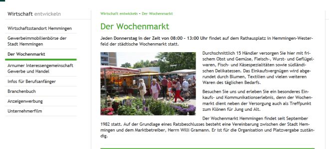 Wochenmarkt Westerfeld Hemmingen-Westerfeld